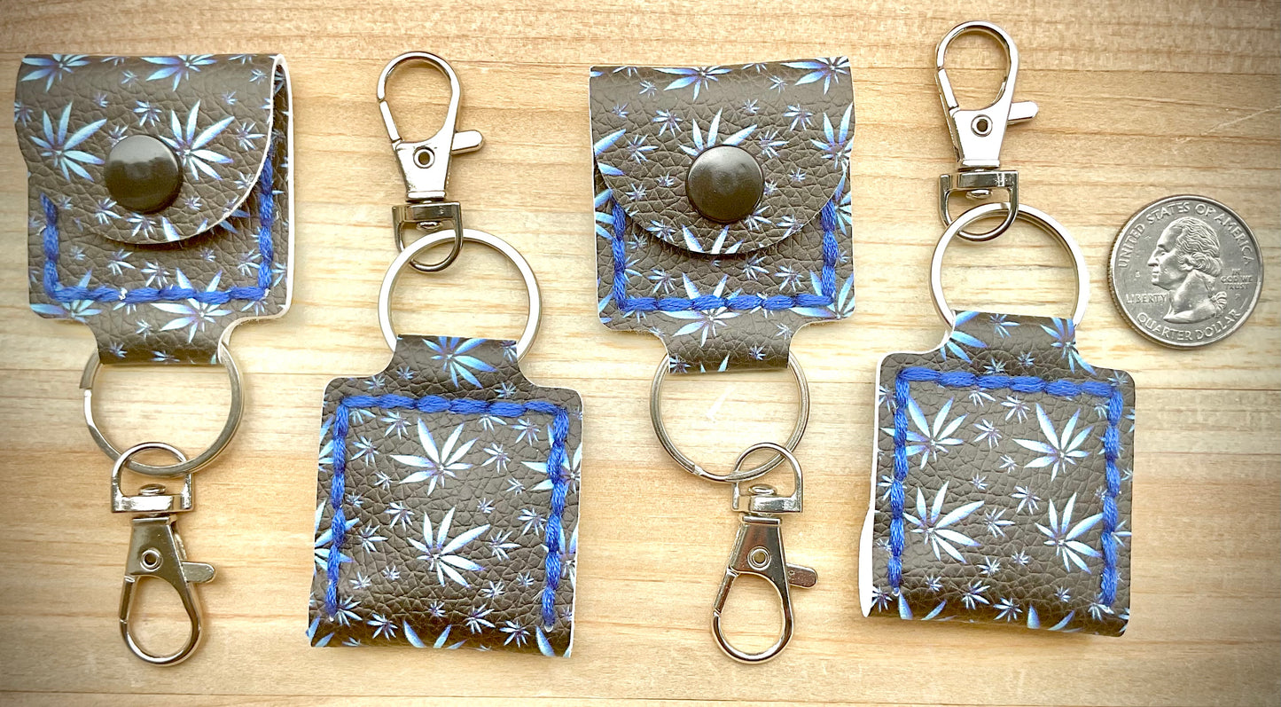 Coin/Quarter Holder Keychain - Blue Medicinal Plant