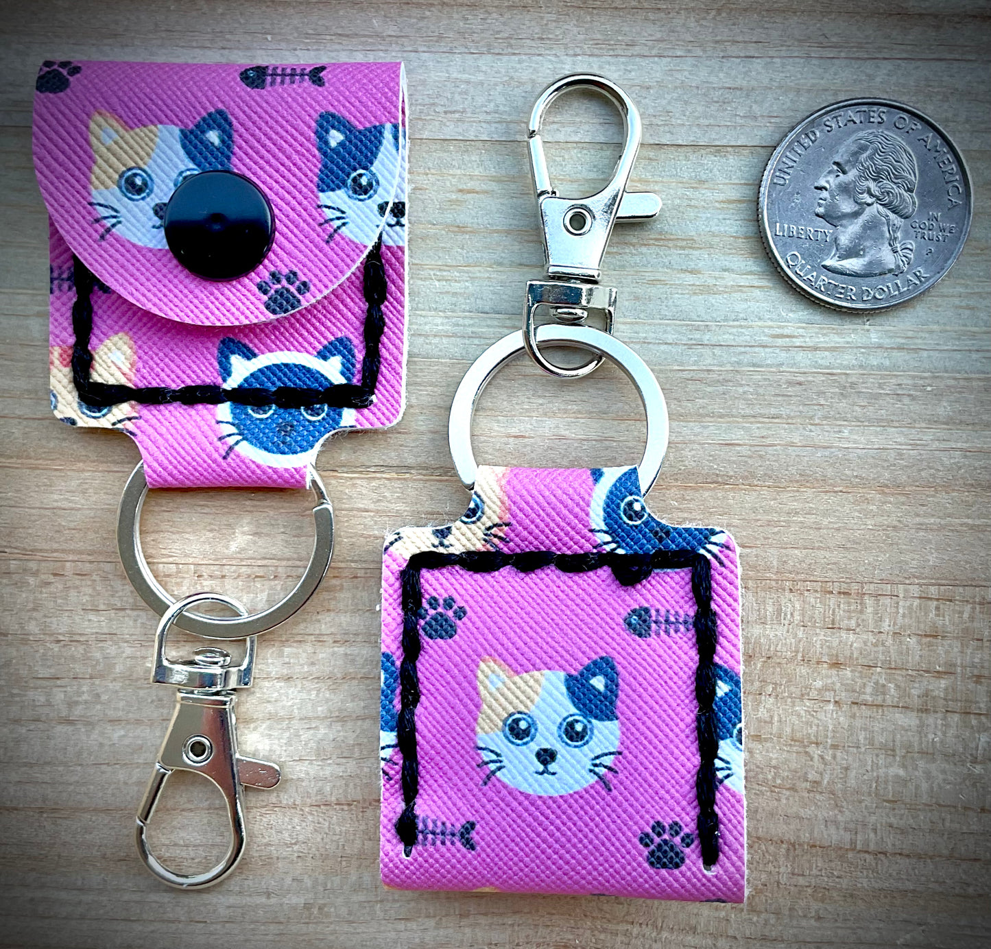 Coin/Quarter Holder Keychain - Cats