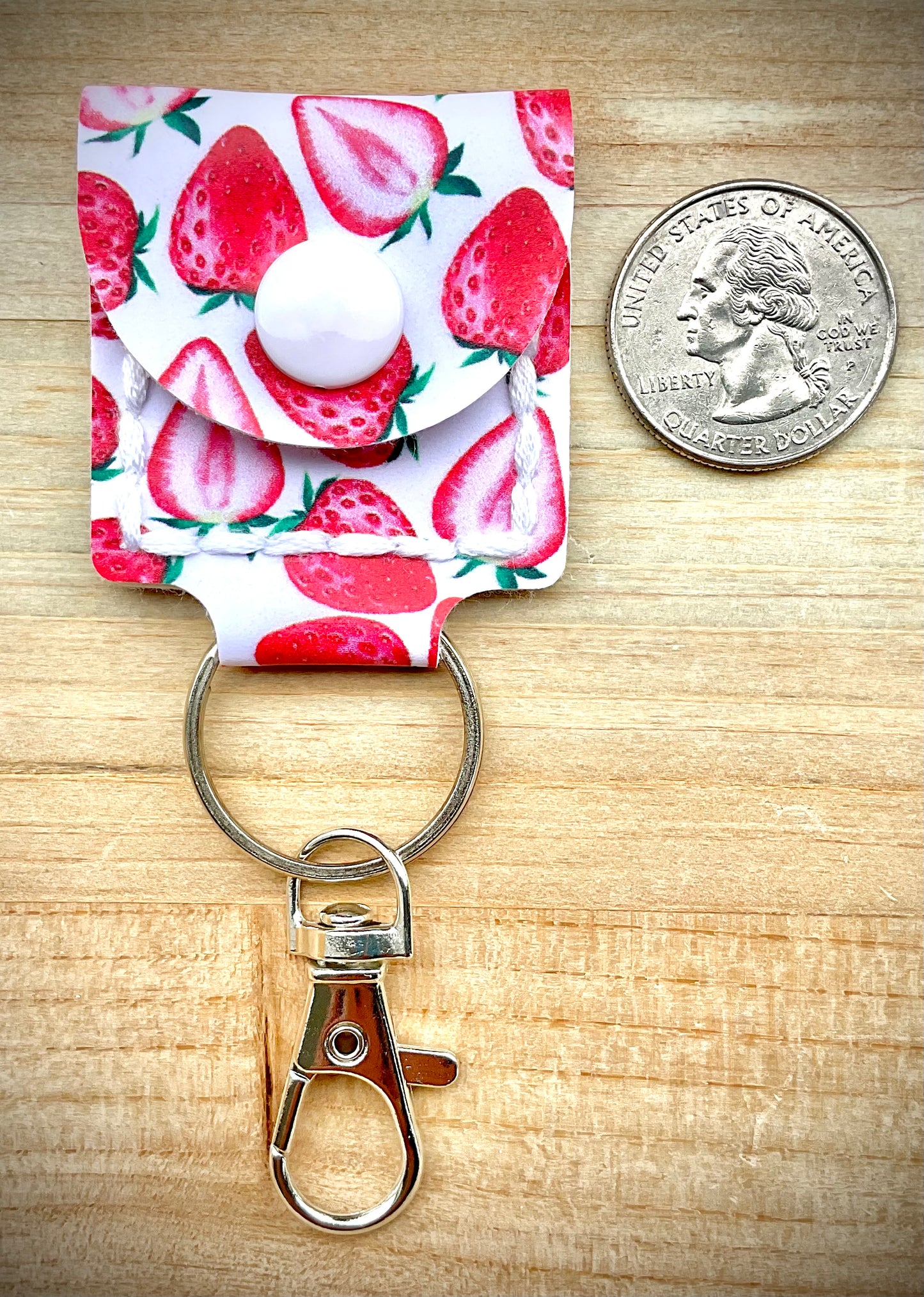 Coin/Quarter Holder Keychain - Strawberry