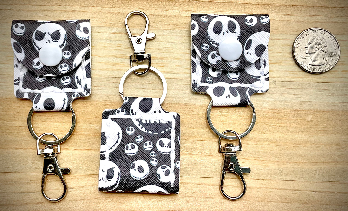 Coin/Quarter Holder Keychain - Halloween Skeleton