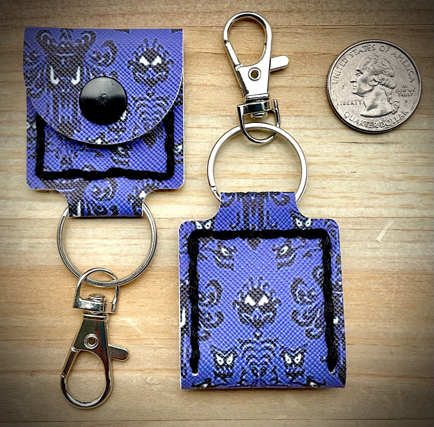 Coin/Quarter Holder Keychain - Haunted Home Wallpaper