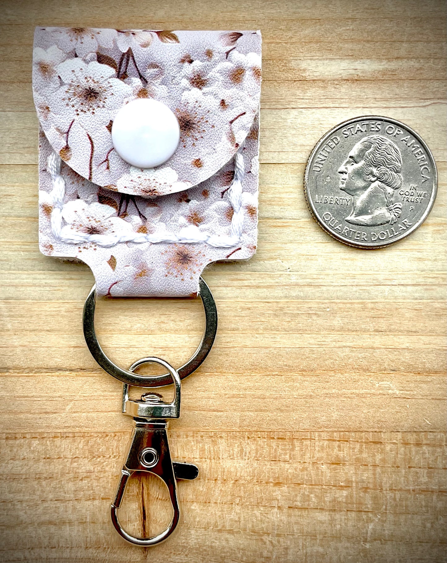 Coin/Quarter Holder Keychain - Cherry Blossoms