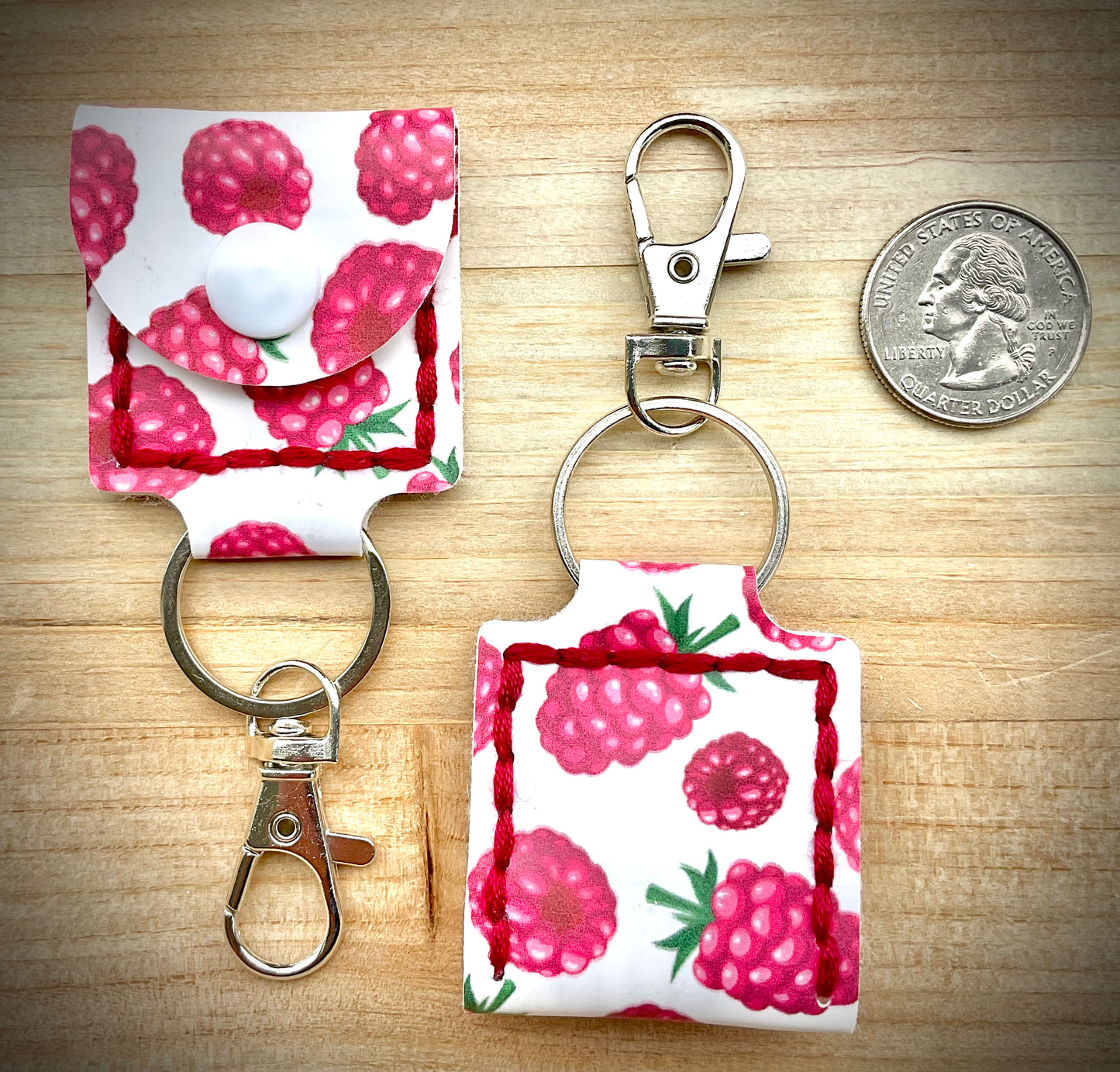 Coin/Quarter Holder Keychain - Raspberry