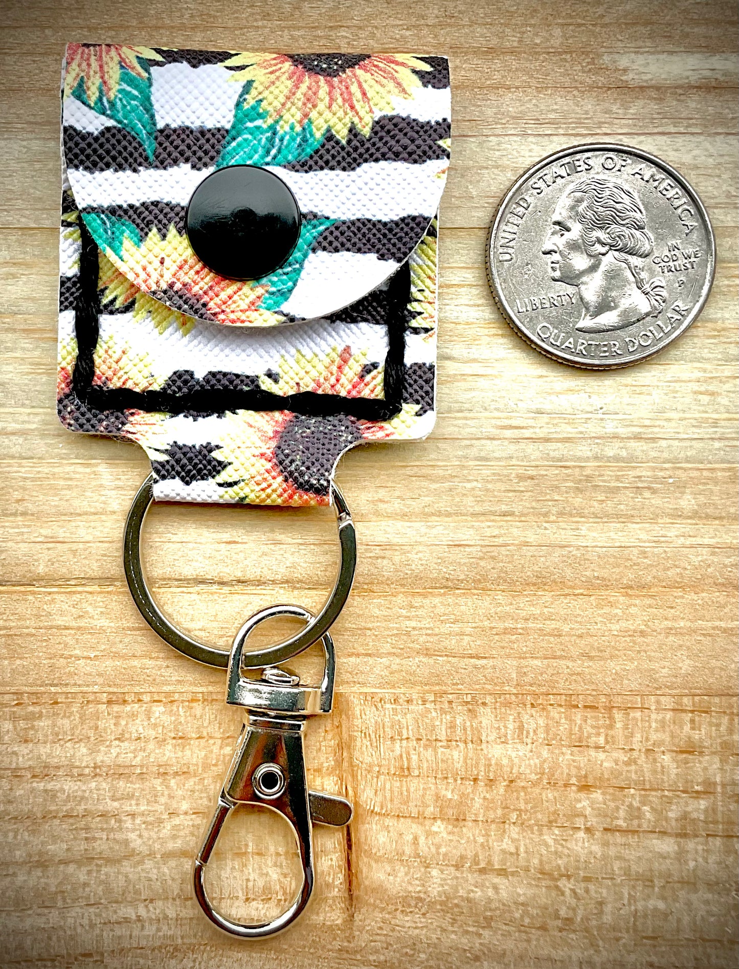Coin/Quarter Holder Keychain - Sunflowers