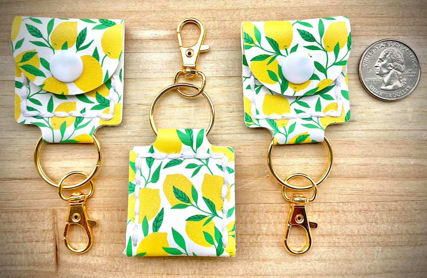 Coin/Quarter Holder Keychain - Lemons