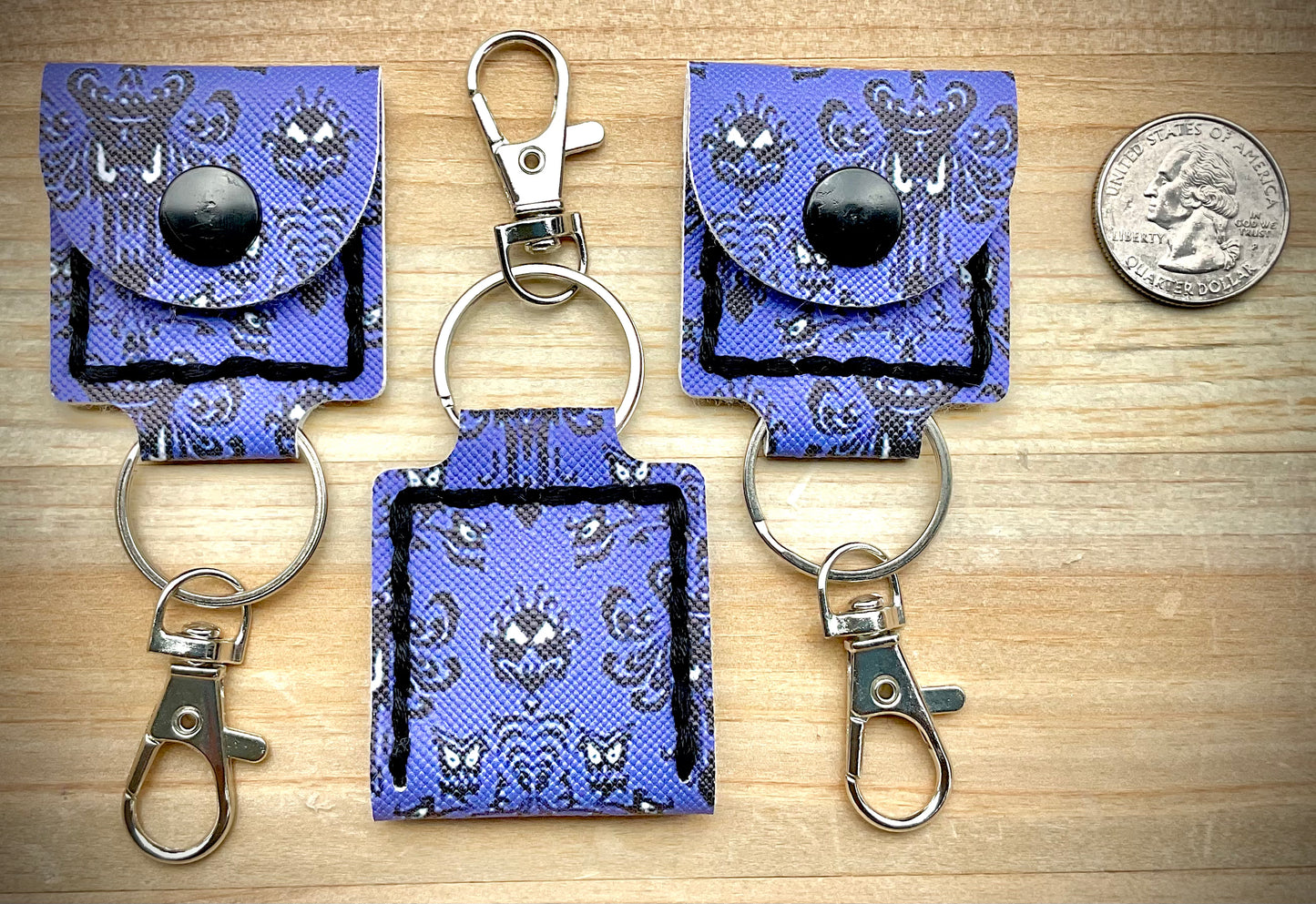 Coin/Quarter Holder Keychain - Haunted Home Wallpaper