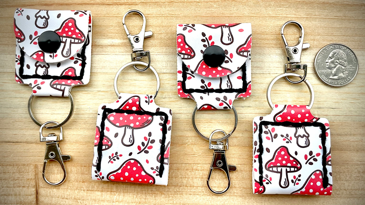 Coin/Quarter Holder Keychain - Mushrooms
