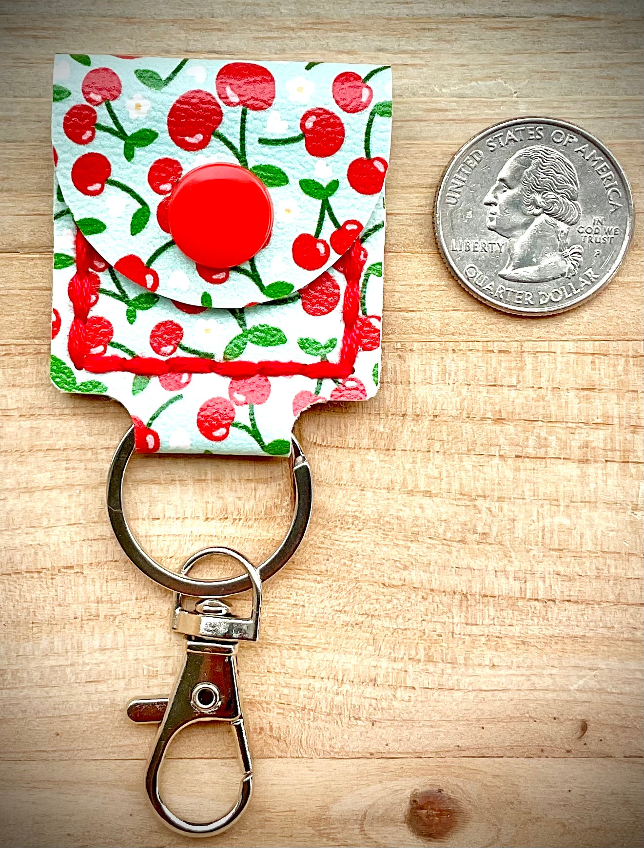 Coin/Quarter Holder Keychain - Cherries