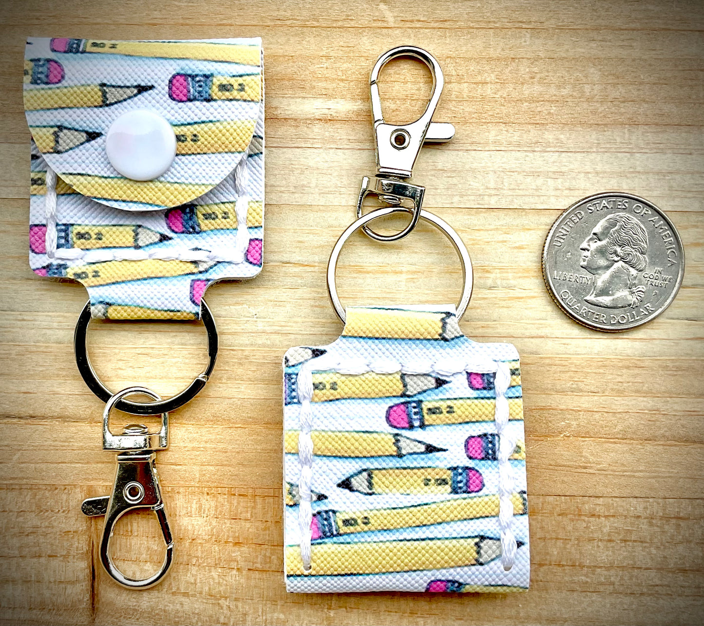 Coin/Quarter Holder Keychain - Pencils