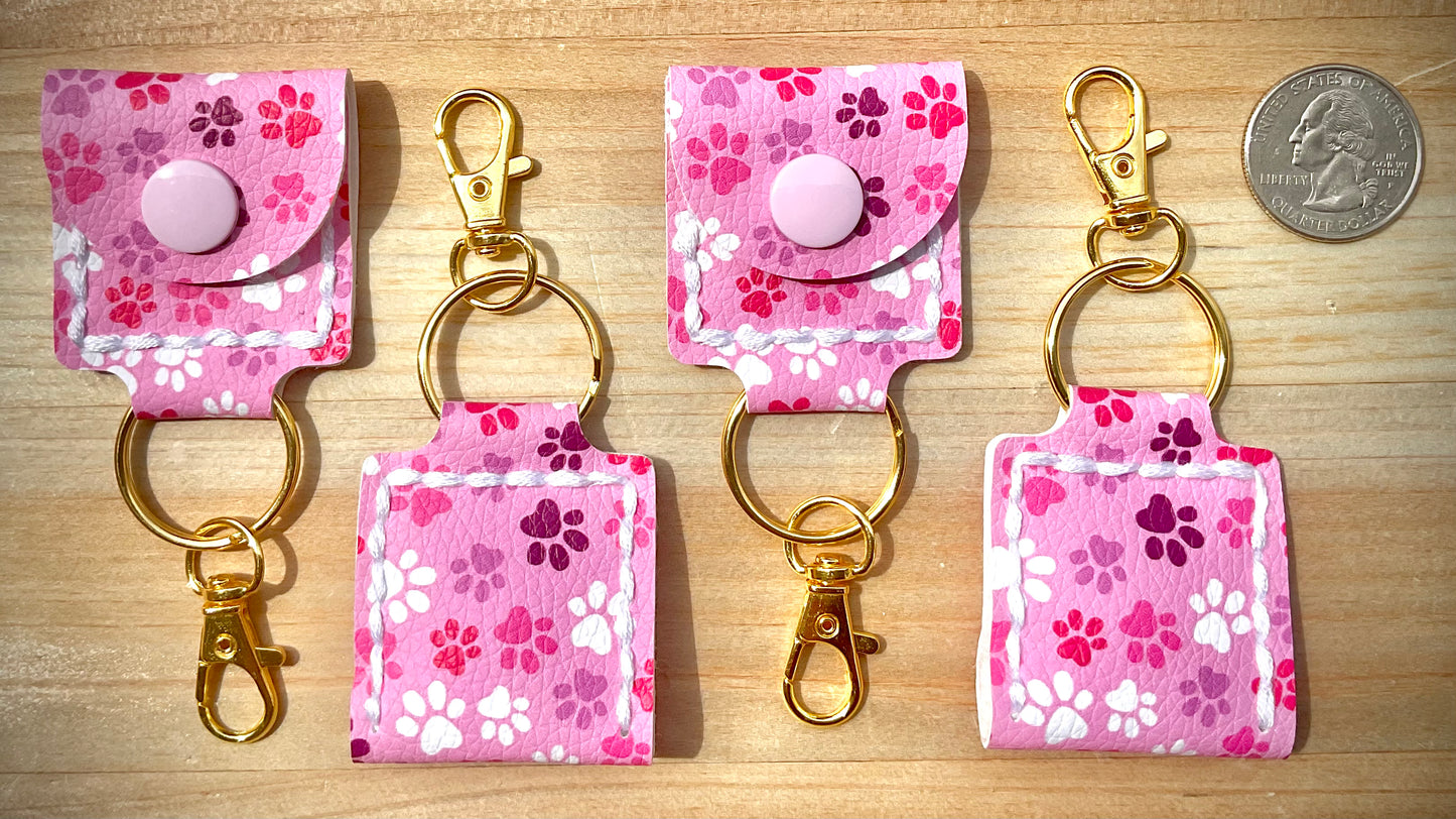 Coin/Quarter Holder Keychain - Pink Paws