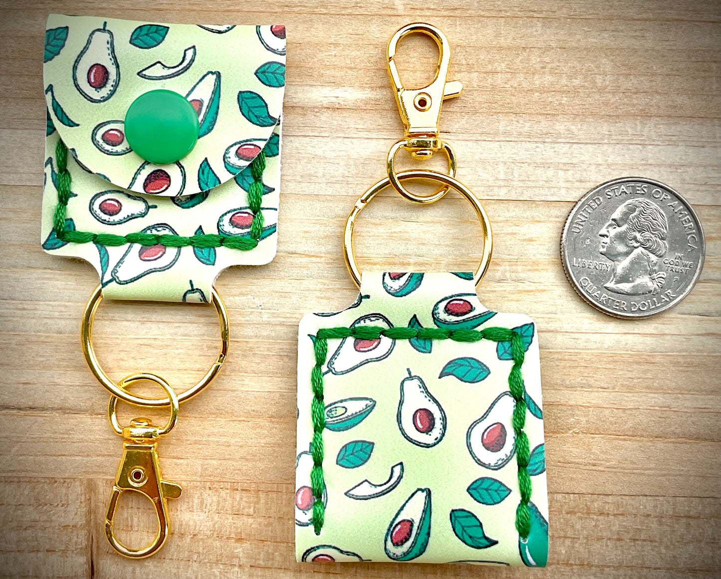Coin/Quarter Holder Keychain - Avocado