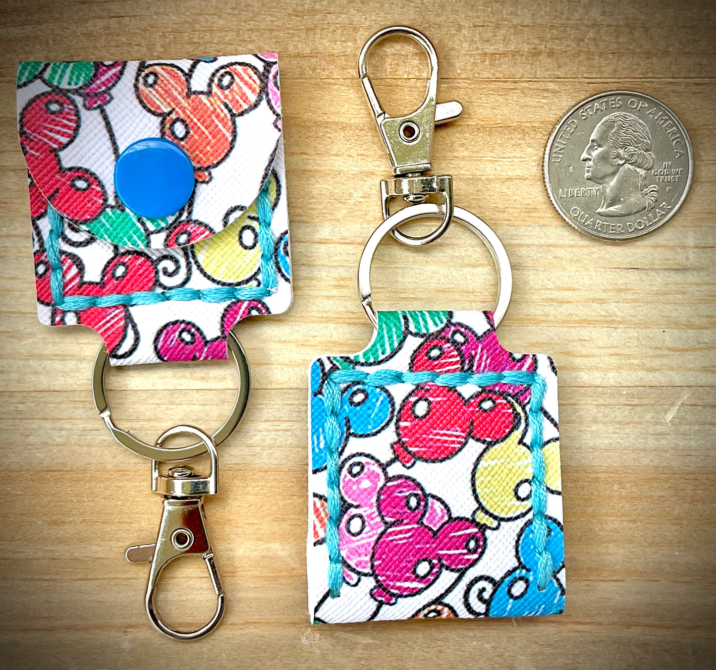 Coin/Quarter Holder Keychain - Mouse Head Balloons