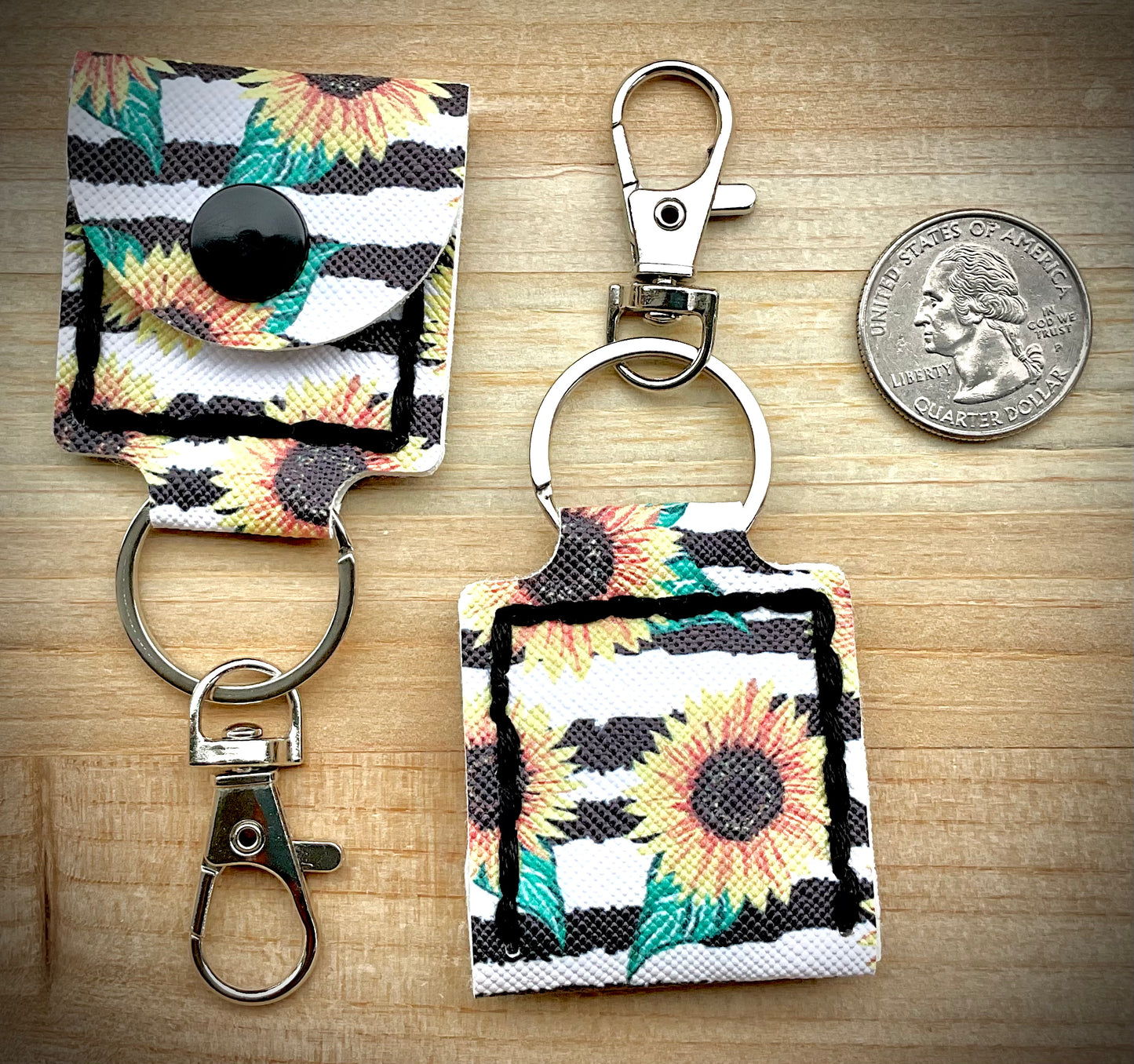 Coin/Quarter Holder Keychain - Sunflowers