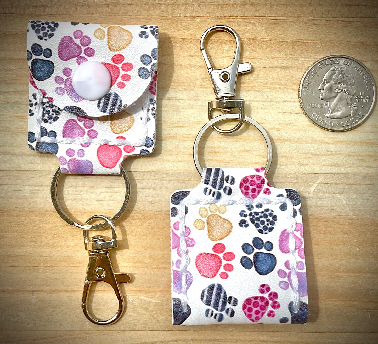 Coin/Quarter Holder Keychain - Multi-Paws