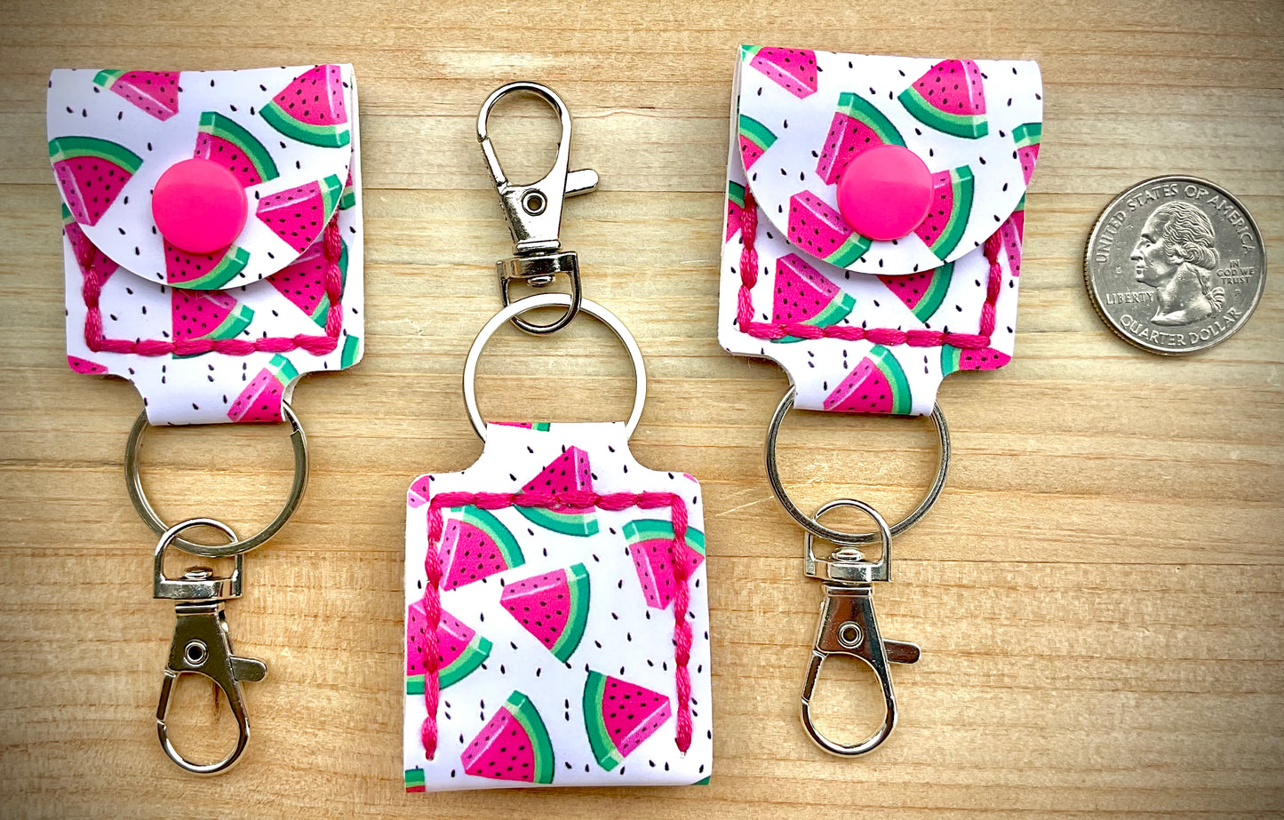 Coin/Quarter Holder Keychain - Watermelon