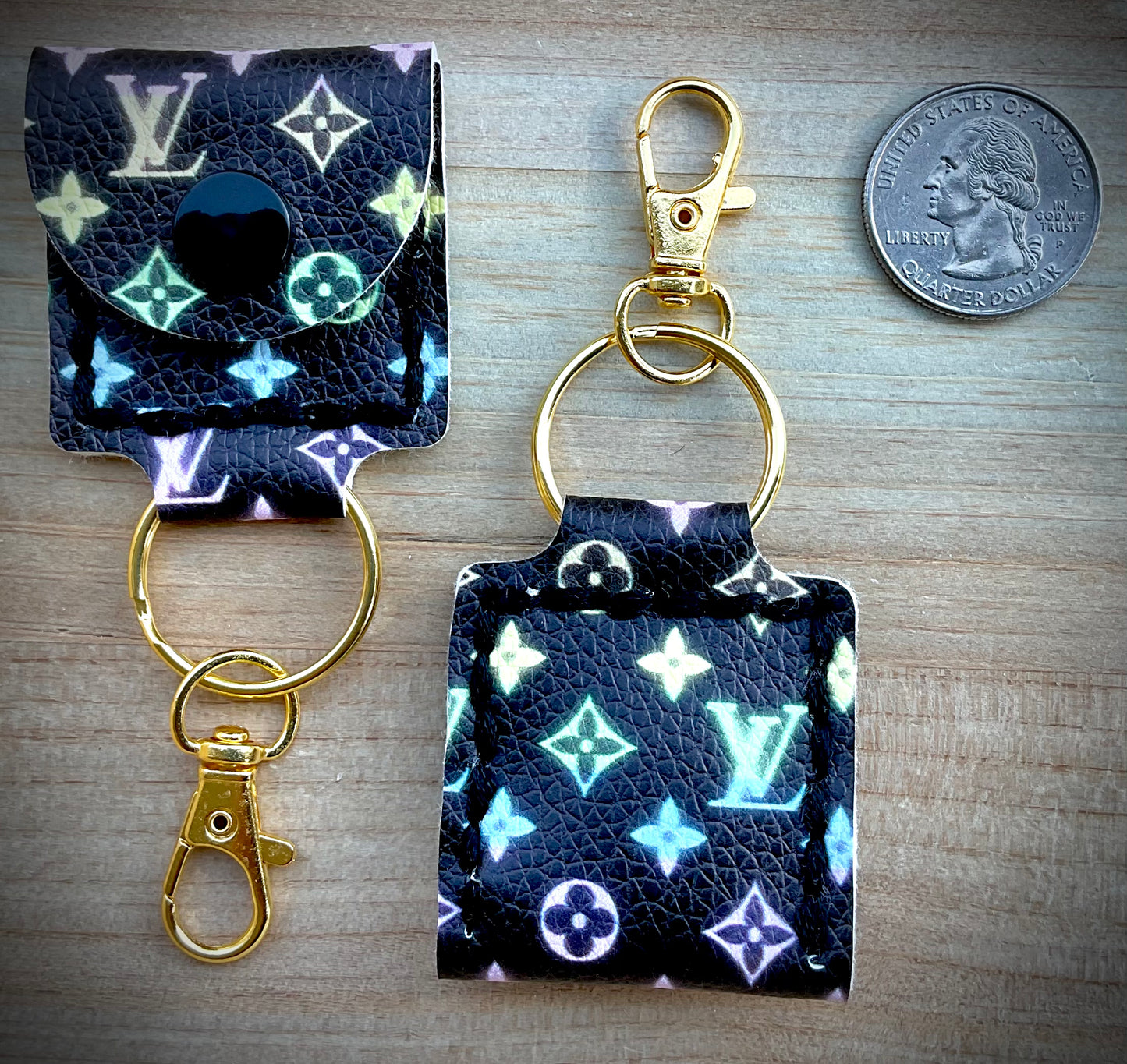 Coin/Quarter Holder Keychain - Rainbow Luxe