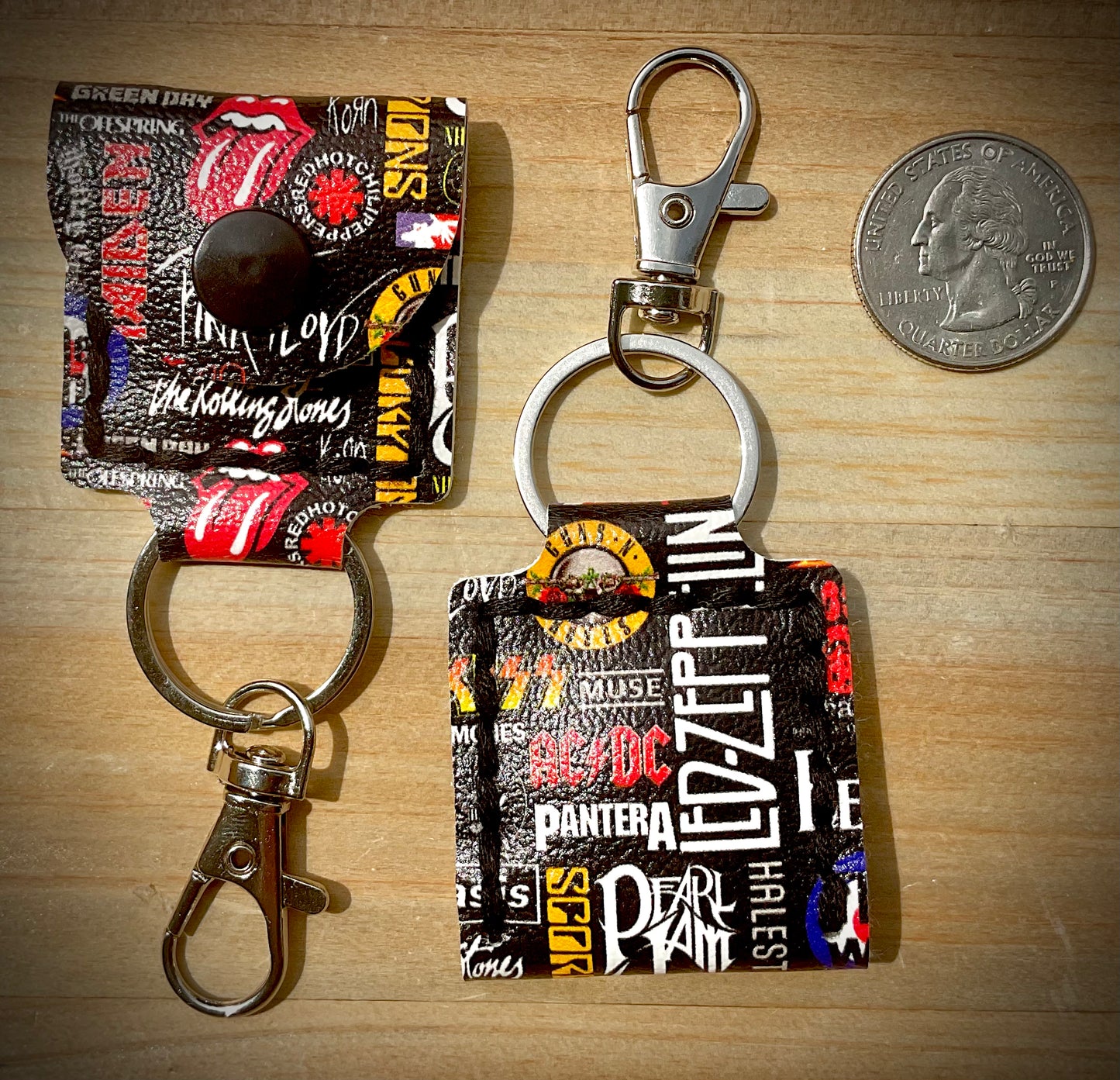 Coin/Quarter Holder Keychain - Rock Bands
