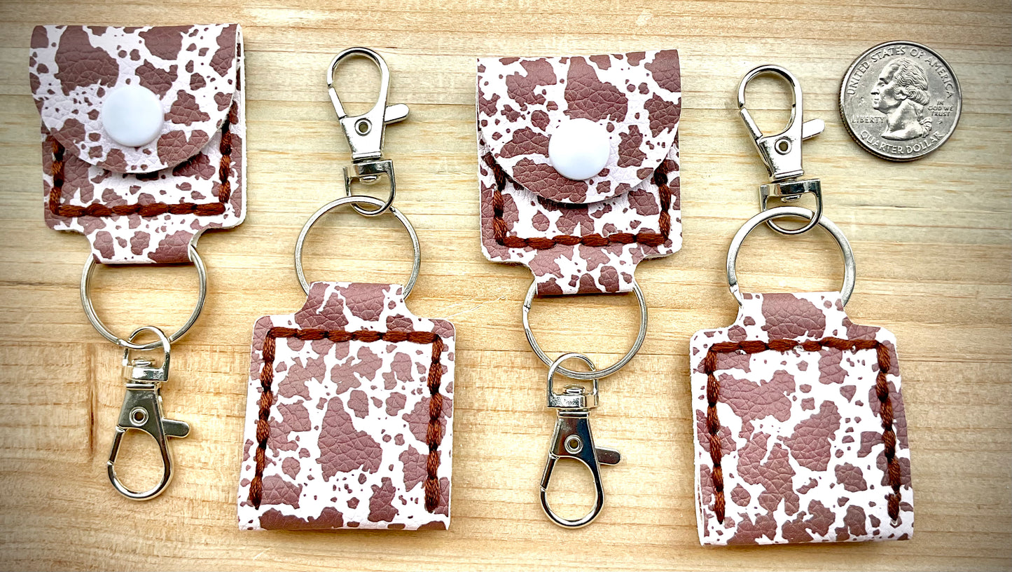 Coin/Quarter Holder Keychain - Brown Cow