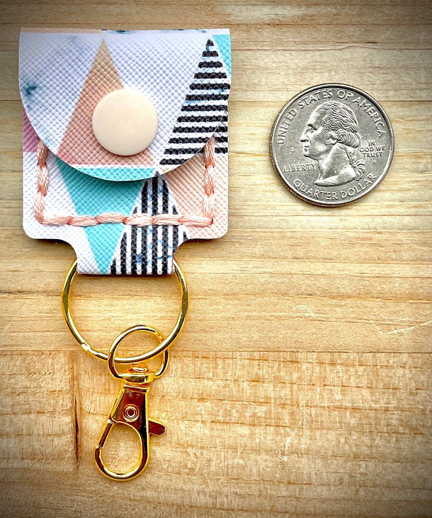 Coin/Quarter Holder Keychain - Retro Geometric