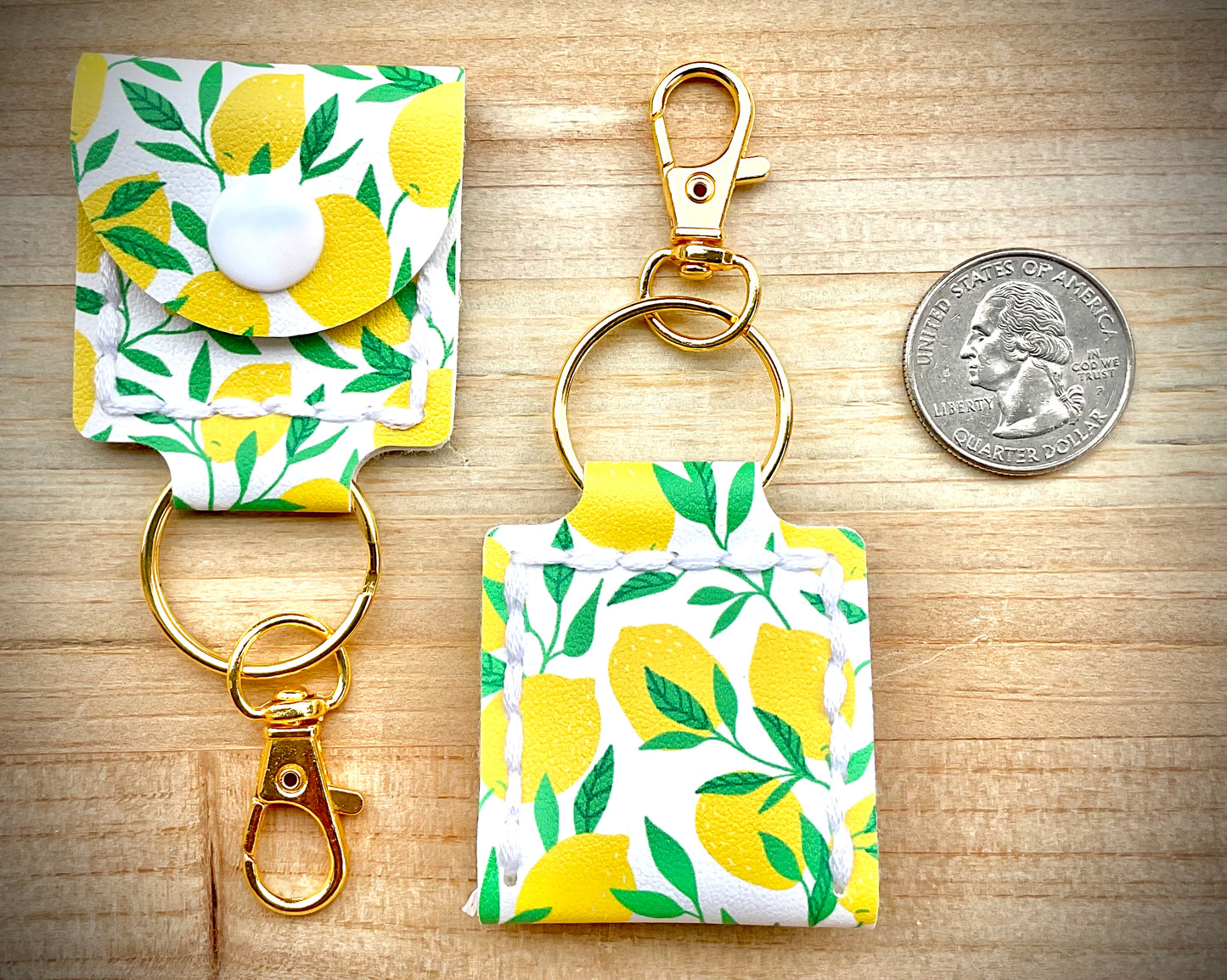 Coin/Quarter Holder Keychain - Lemons