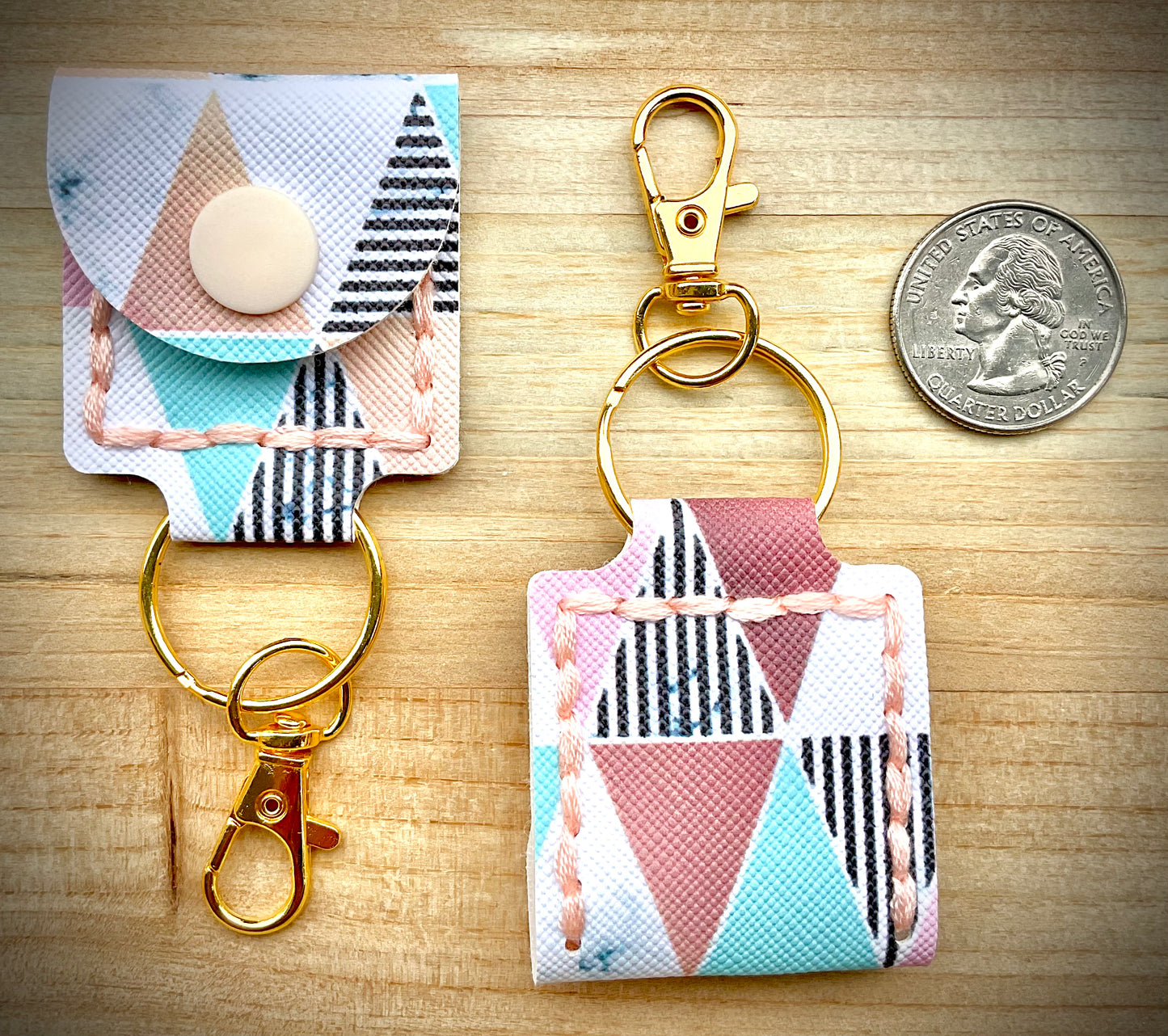 Coin/Quarter Holder Keychain - Retro Geometric