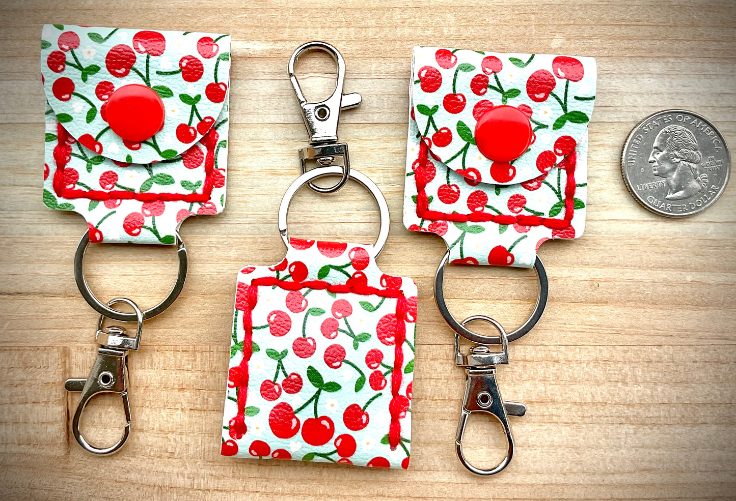 Coin/Quarter Holder Keychain - Cherries
