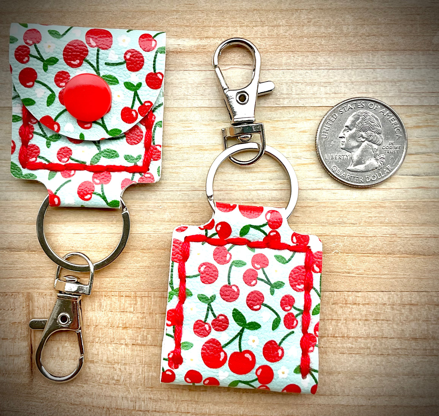 Coin/Quarter Holder Keychain - Cherries