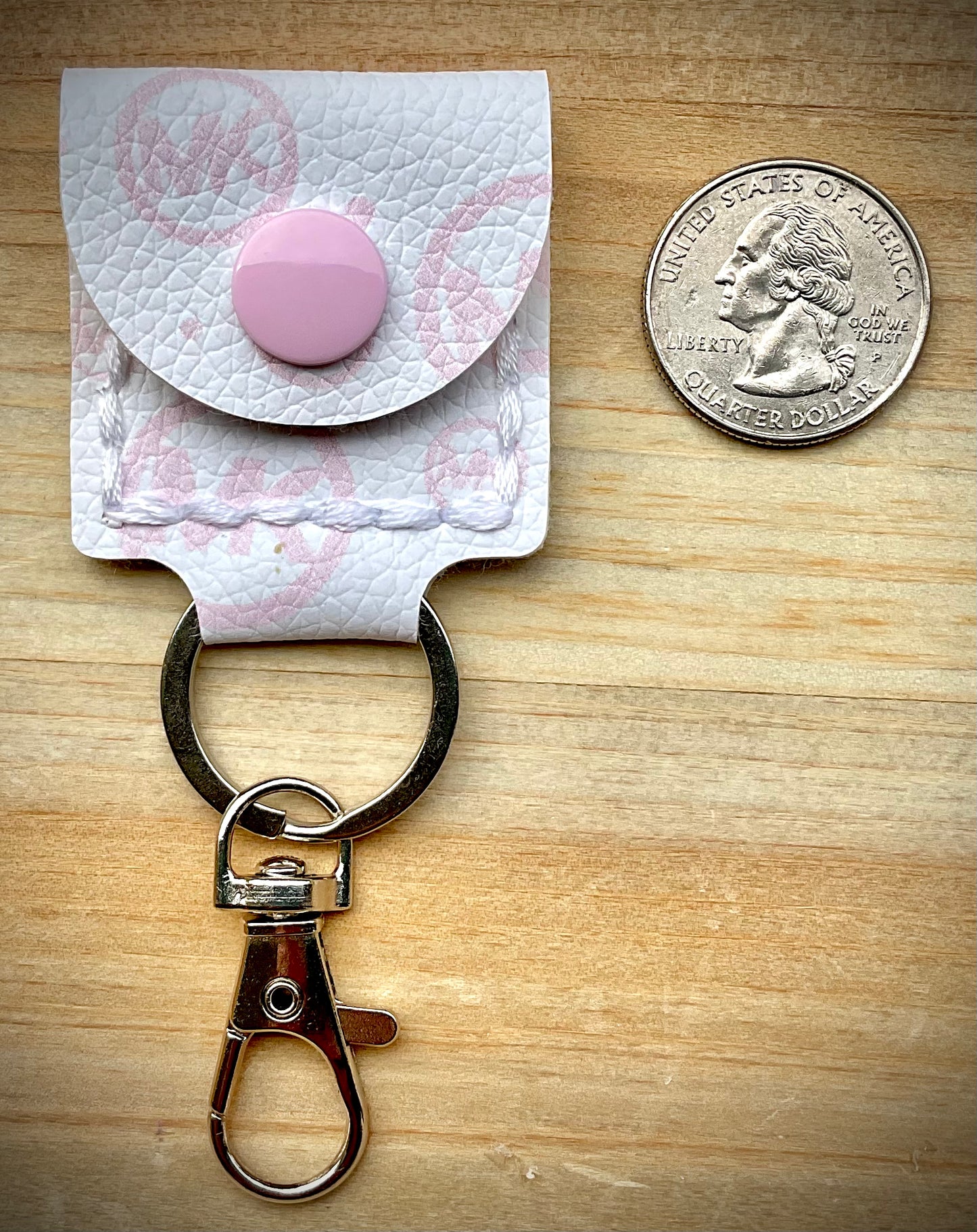 Coin/Quarter Holder Keychain - White/Pink Luxe