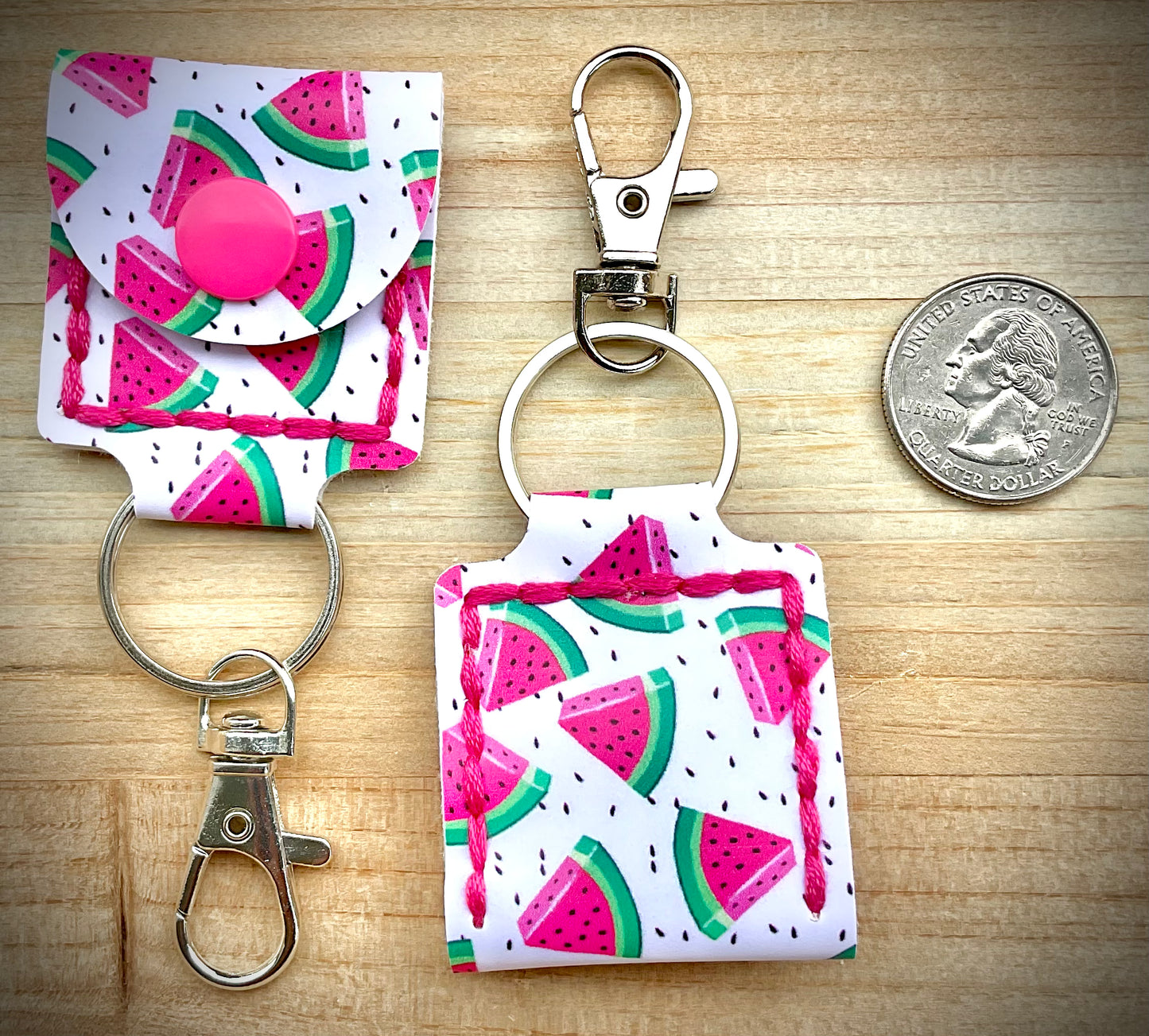 Coin/Quarter Holder Keychain - Watermelon