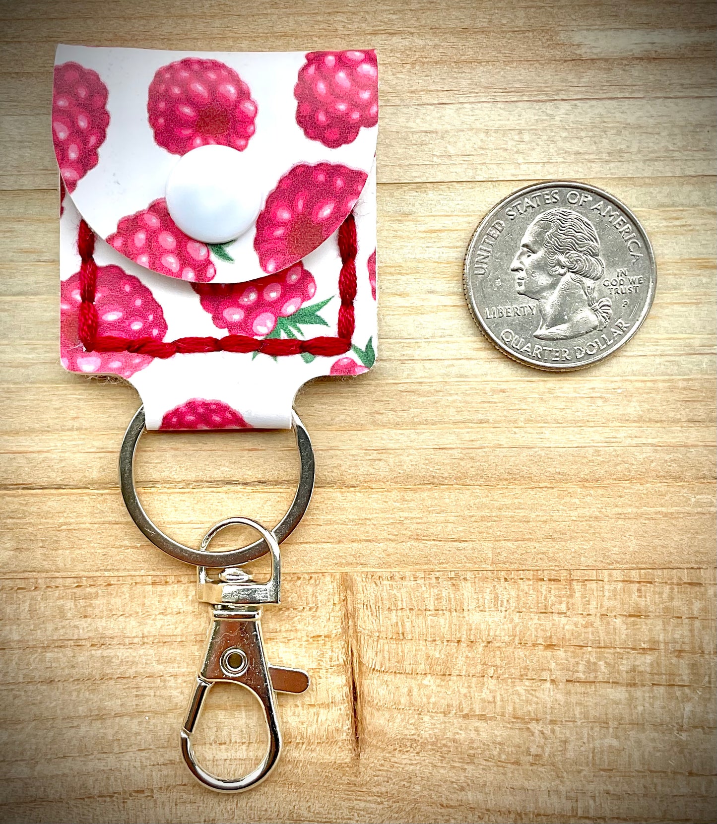 Coin/Quarter Holder Keychain - Raspberry