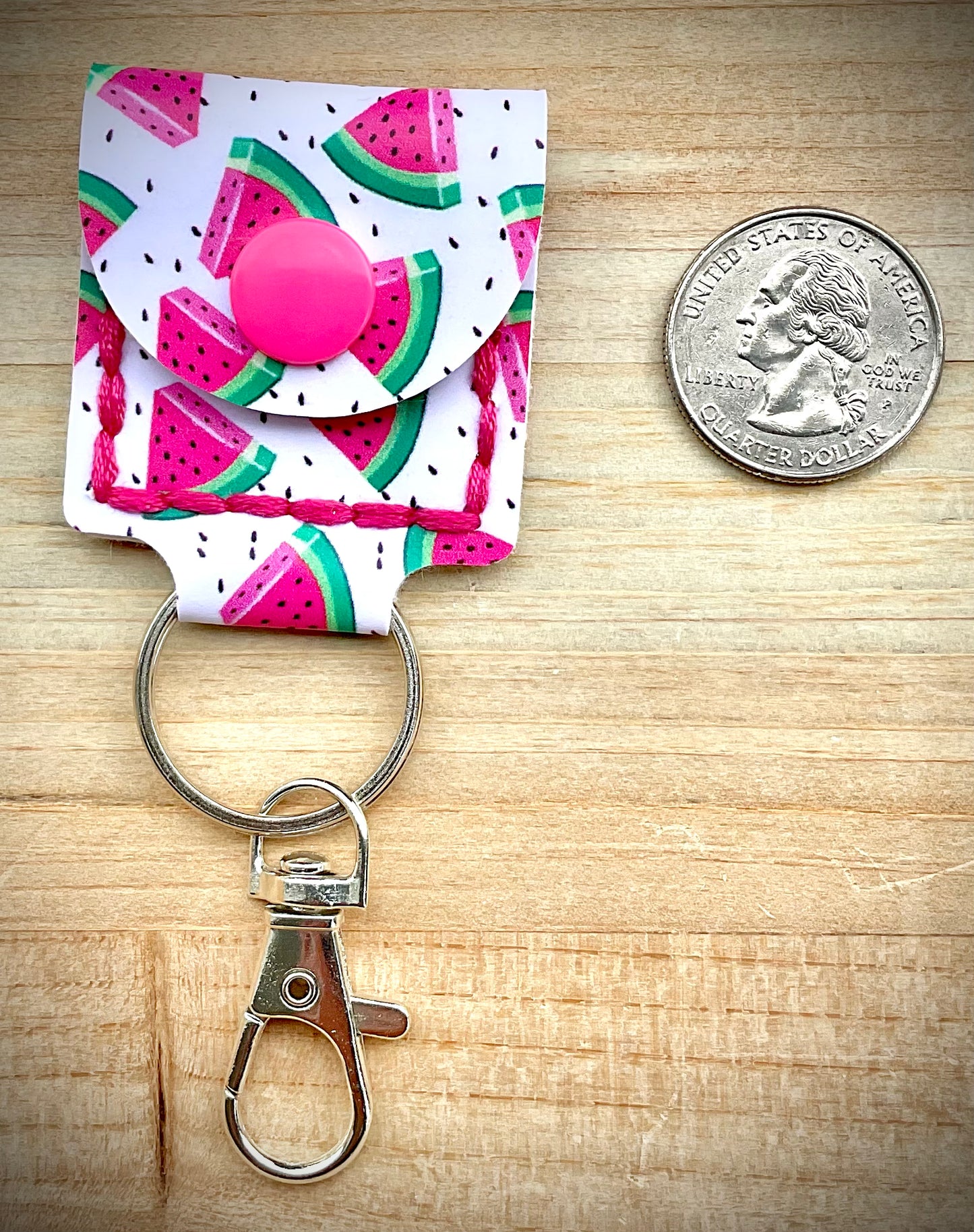 Coin/Quarter Holder Keychain - Watermelon
