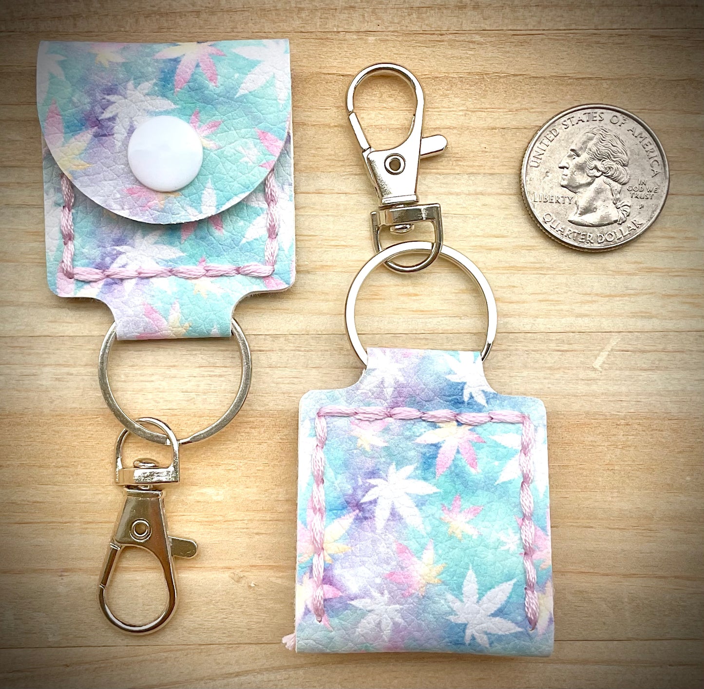 Coin/Quarter Holder Keychain - Pastel Medicinal Plant
