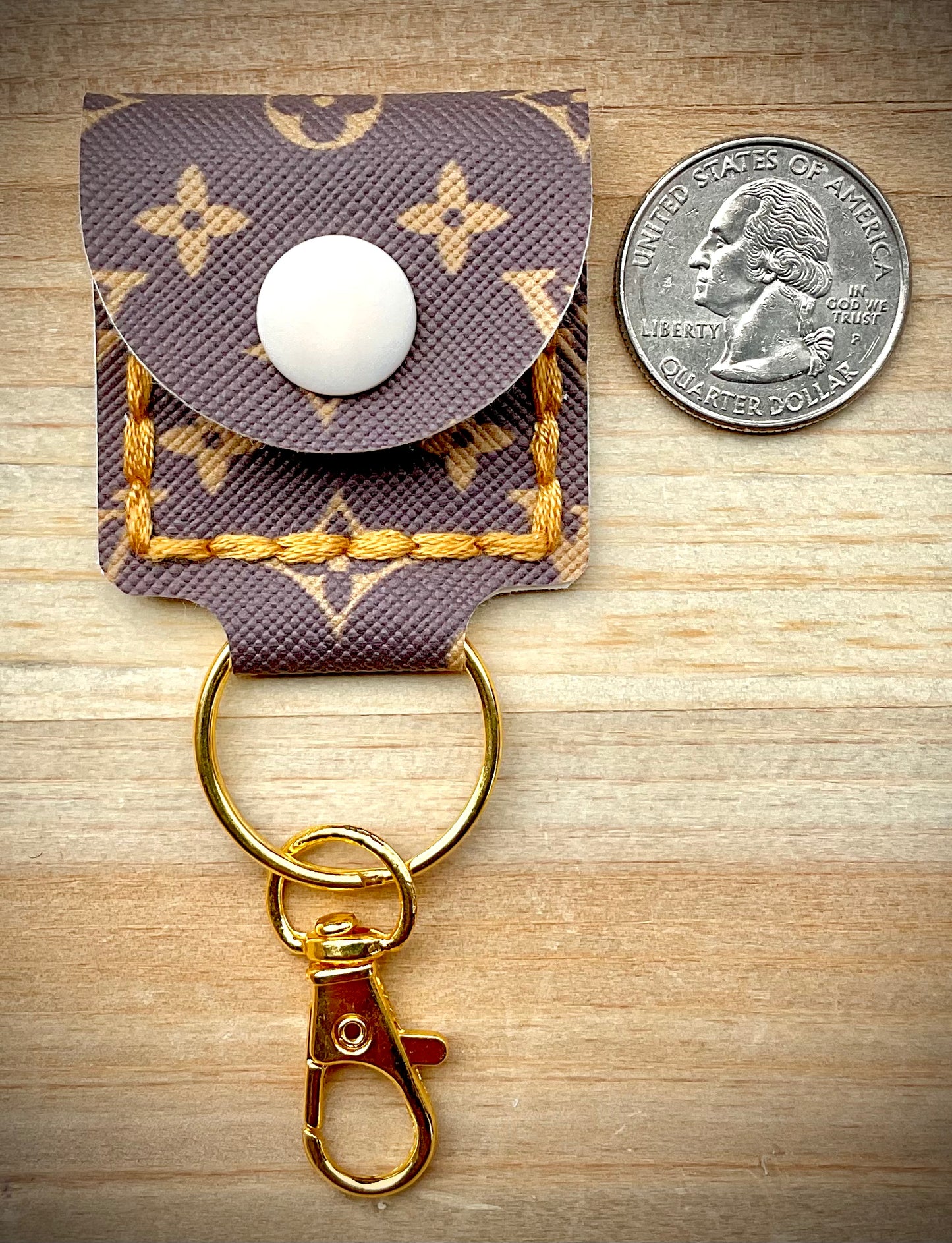 Coin/Quarter Holder Keychain - Brown Luxe