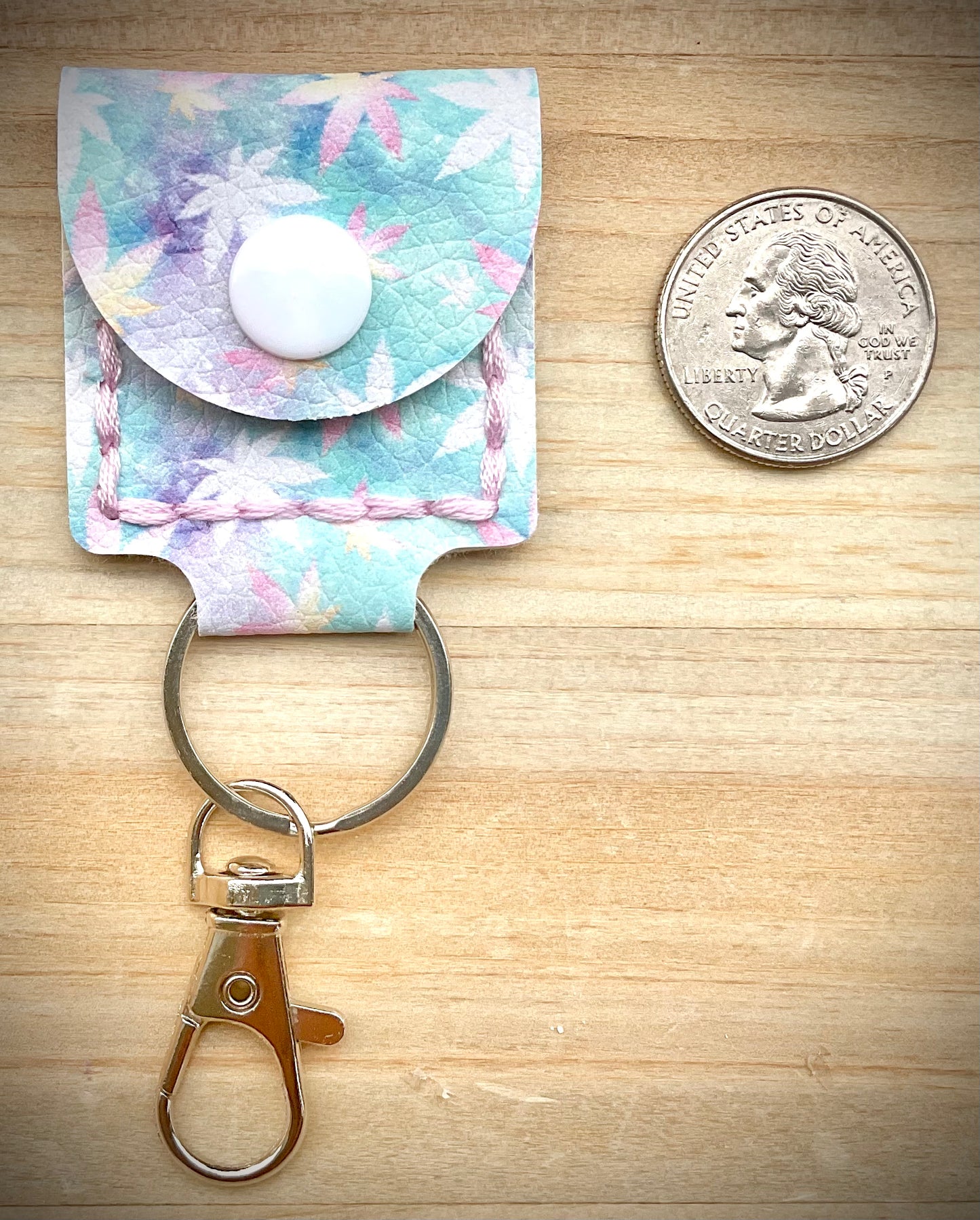 Coin/Quarter Holder Keychain - Pastel Medicinal Plant
