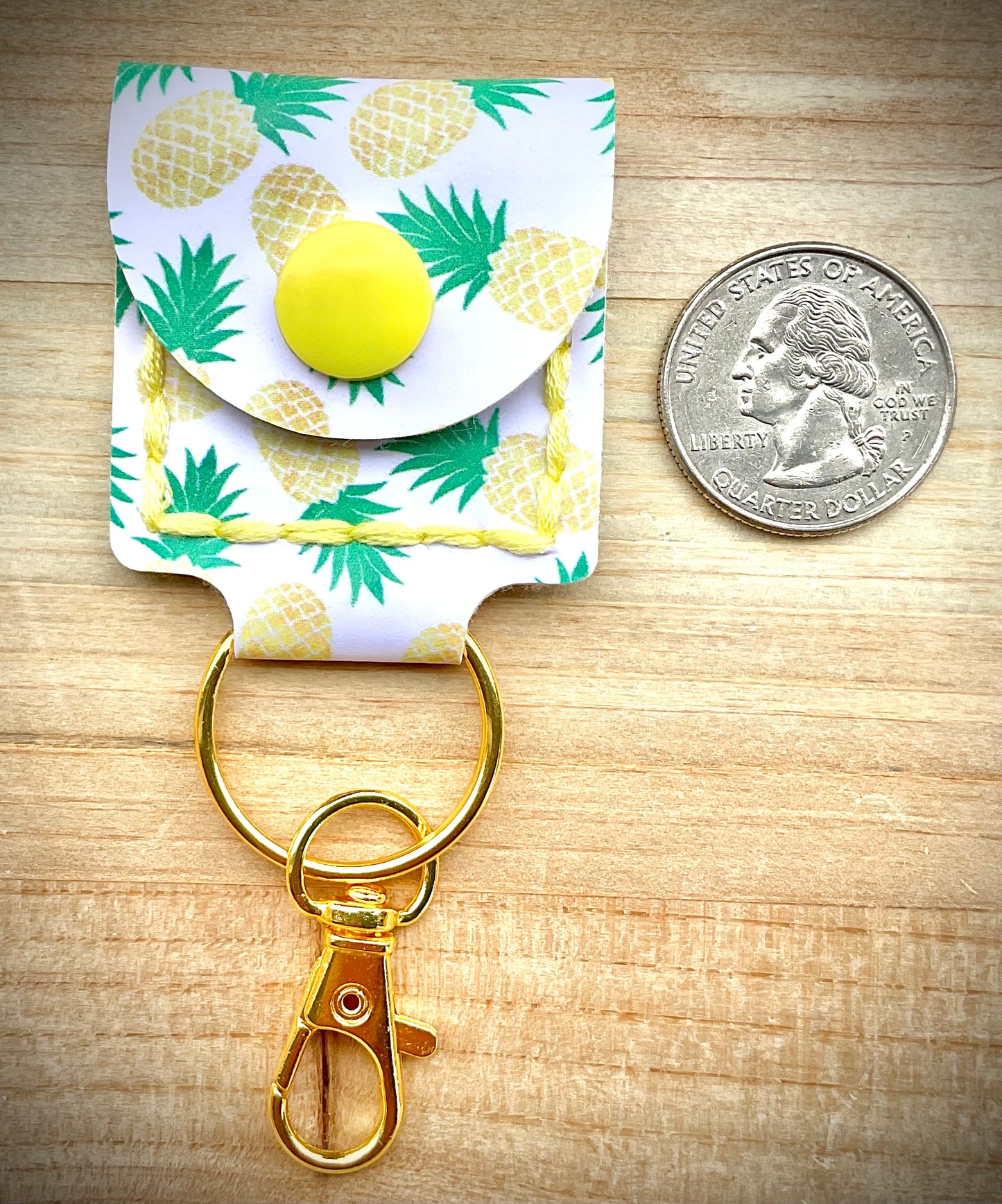 Coin/Quarter Holder Keychain - Pineapples