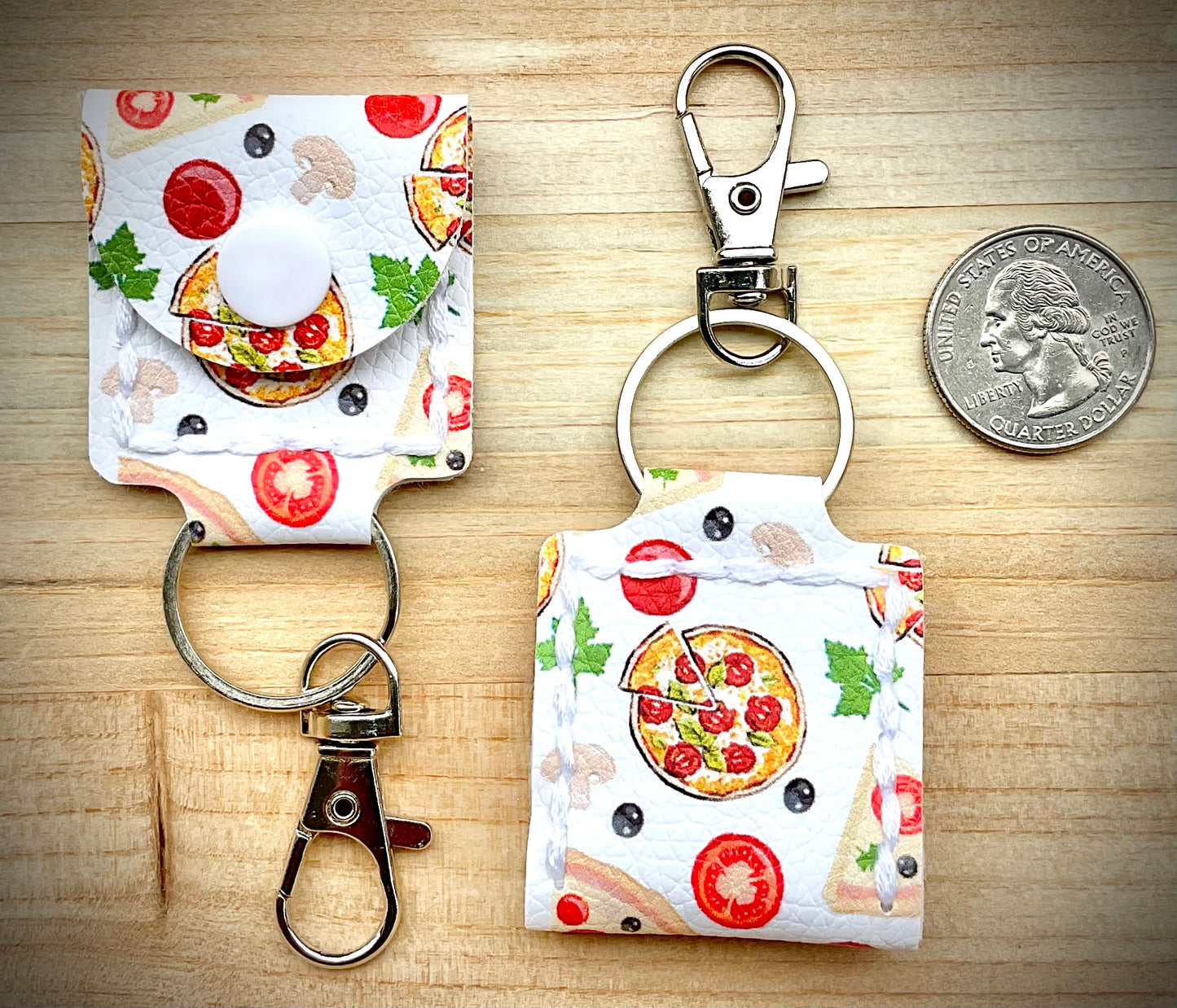 Coin/Quarter Holder Keychain - Pizza
