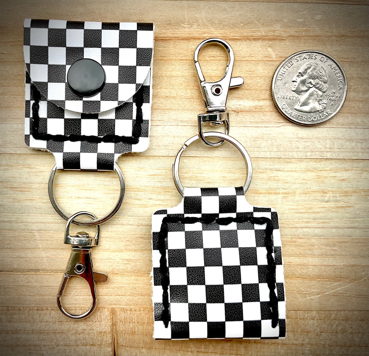 Coin/Quarter Holder Keychain - Checkers