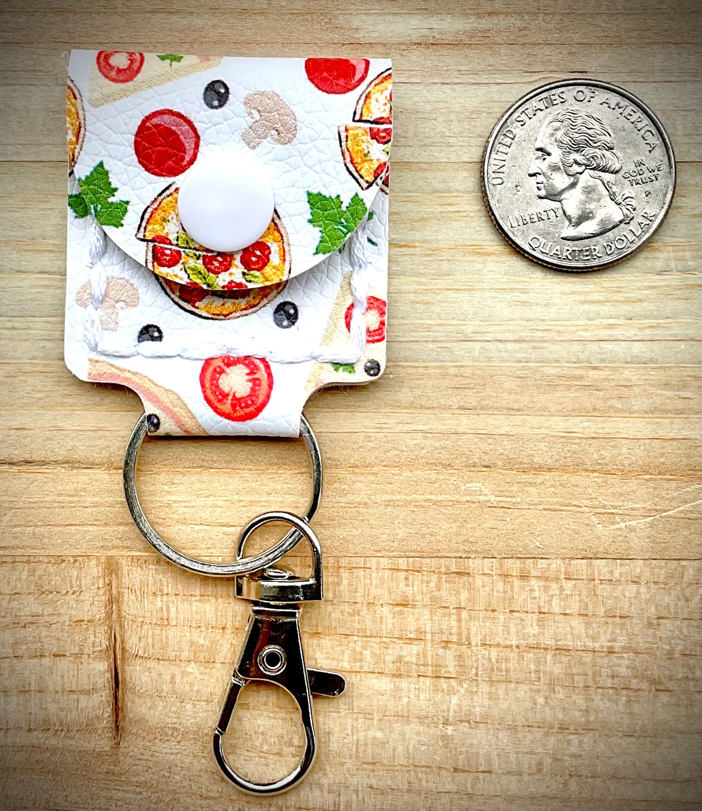 Coin/Quarter Holder Keychain - Pizza