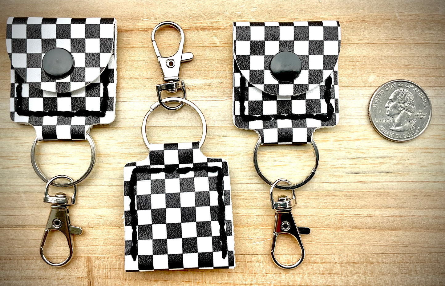 Coin/Quarter Holder Keychain - Checkers