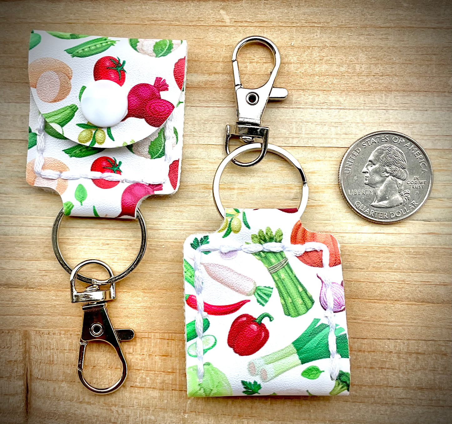 Coin/Quarter Holder Keychain - Veggies