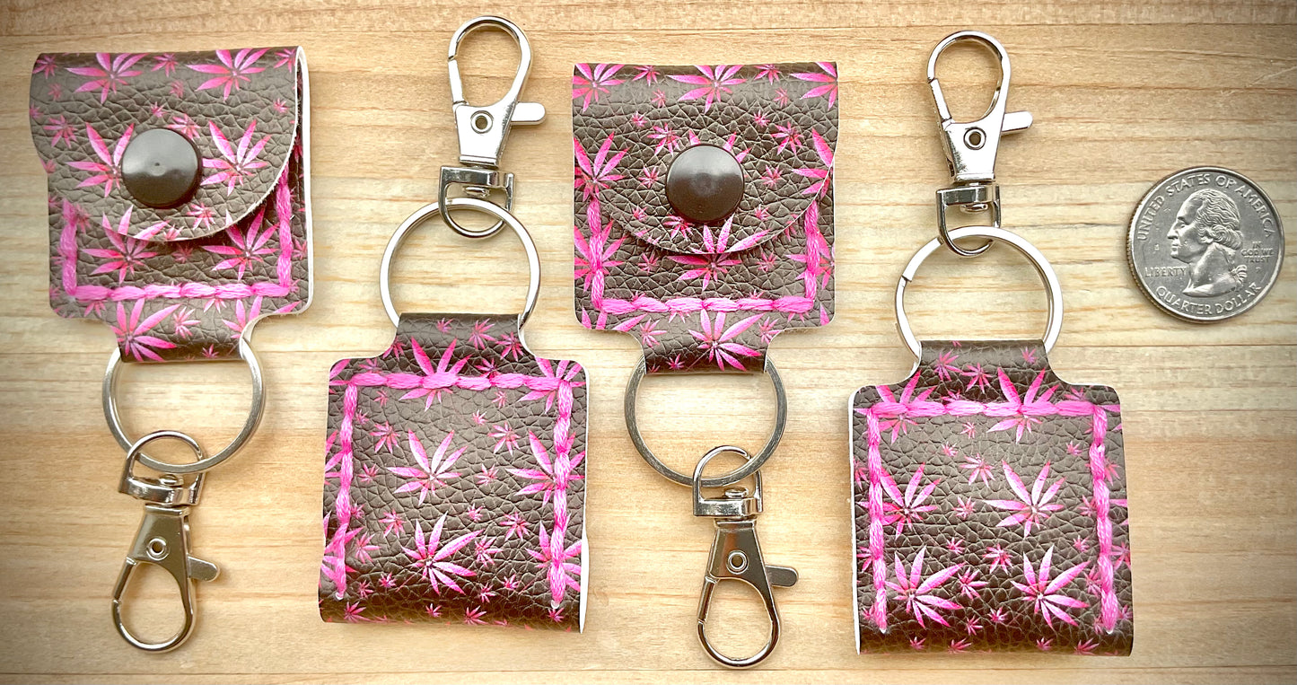 Coin/Quarter Holder Keychain - Pink Medicinal Plant