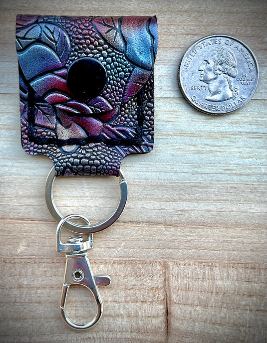 Coin/Quarter Holder Keychain - Embossed Antique Rose