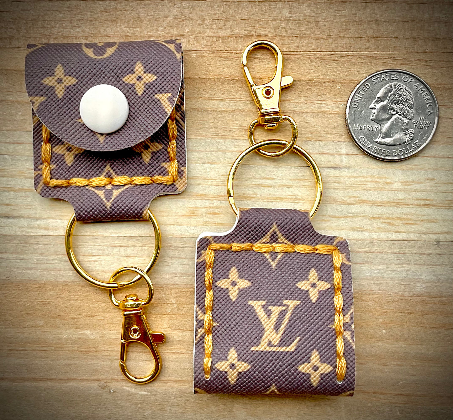 Coin/Quarter Holder Keychain - Brown Luxe