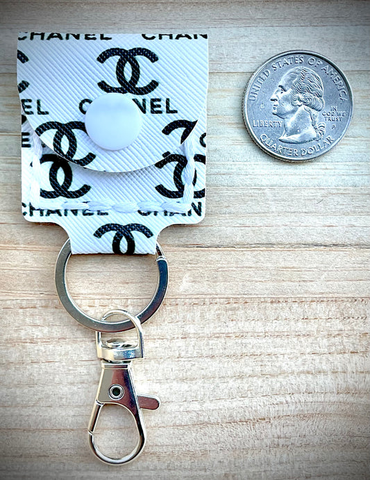 Coin/Quarter Holder Keychain - White and Black Luxe