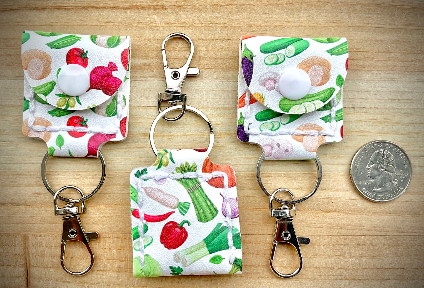 Coin/Quarter Holder Keychain - Veggies