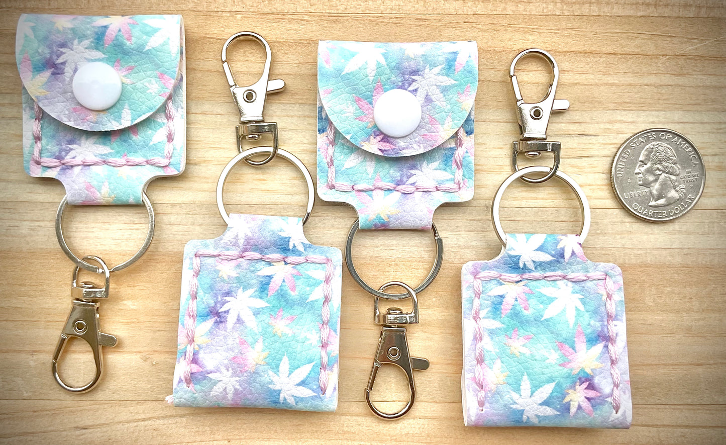 Coin/Quarter Holder Keychain - Pastel Medicinal Plant