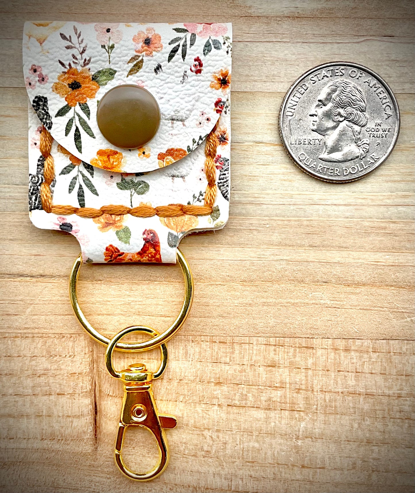 Coin/Quarter Holder Keychain - Chickens